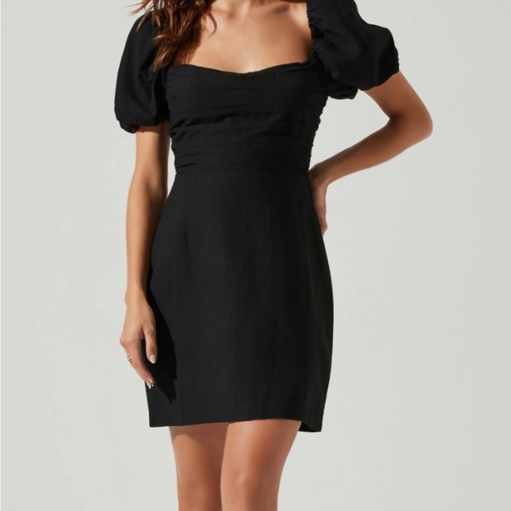 Linen Pleat Front Mini Dress